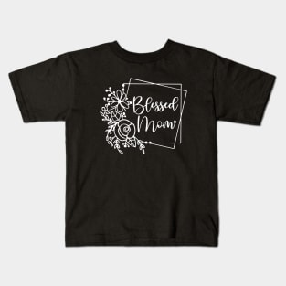 Womens Blessed Mom Flower Kids T-Shirt